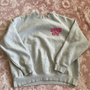 Gray Cotton On Crewneck Sweatshirt with Pink Graphic